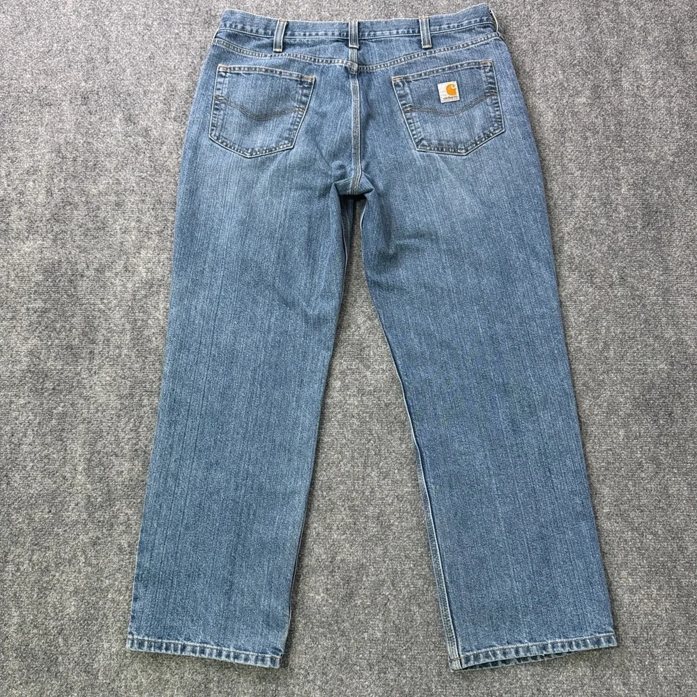 Carhartt Relaxed Fit Jeans Mens 38x29 Blue Denim Straight Leg Workwear Pants
